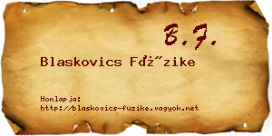 Blaskovics Füzike névjegykártya